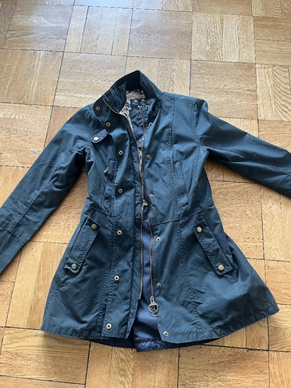 Barbour Holsteiner Panelled Flared Jacket Dark Navy 6 US 10 UK - Picture 3 of 7